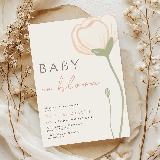 Invitation Baby in Bloom Wildflower Spring Baby Shower