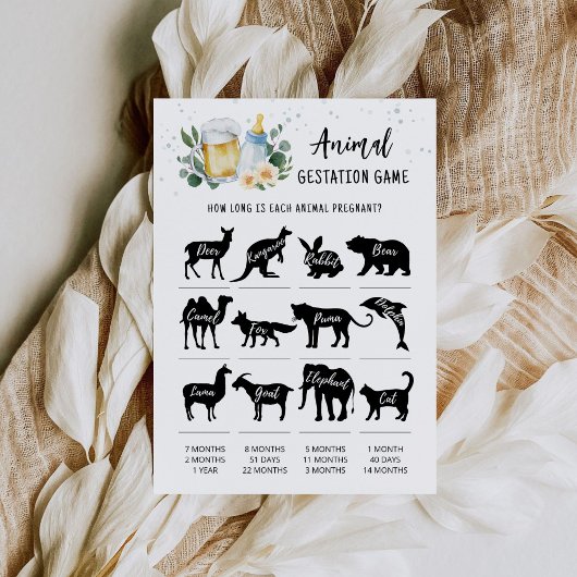 Invitation Baby Is Brewing Animal Gestation Game Card