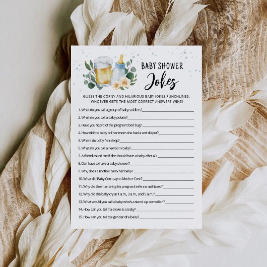 Invitation Baby Is Brewing Baby Shower Jokes Game with Answer