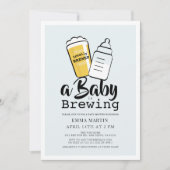 Invitation Baby is Brewing Beer Baby Bottle Blue Baby Shower (Devant)