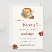 Invitation Baby is Brewing coffee Baby Shower (Devant)