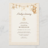 Invitation Baby is Brewing Coffee Clothesline Baby Shower (Devant)