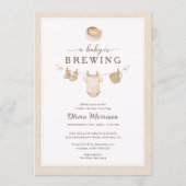 Invitation Baby is Brewing Coffee Clothesline Baby Shower (Devant)