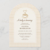 Invitation Baby is Brewing Coffee QR Code Baby Shower (Devant)