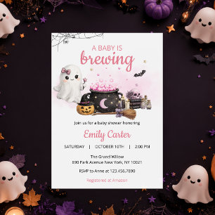 Invitation Baby Is Brewing Halloween Rose Fête Prénatale