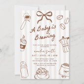 Invitation Baby is Brewing Hand Drawn Coffee Baby Shower (Devant)