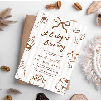 Invitation Baby is Brewing Hand Drawn Coffee Baby Shower