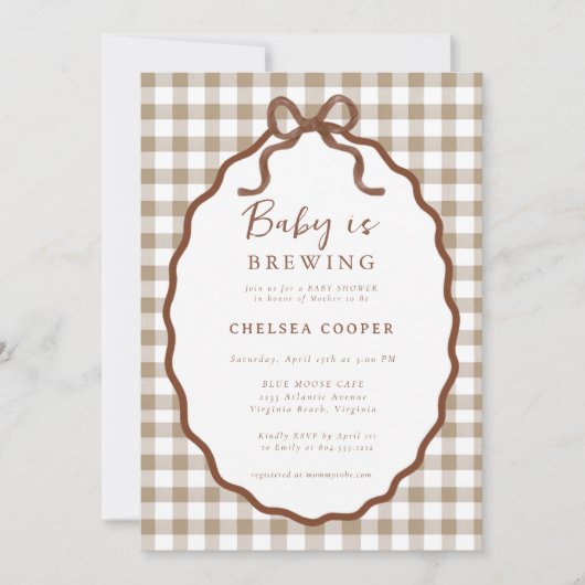 Invitation Baby is Brewing Neutral Baby Shower (Devant)
