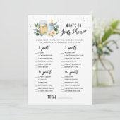 Invitation Baby Is Brewing What's On Your Phone Game Card (Debout devant)