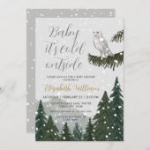 Invitation Baby It’s Cold Outside Snowy Owl Baby Shower (Devant / Derrière)
