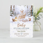 Invitation Baby It’s Cold Outside Winter Woodland Baby Shower (Debout devant)