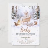 Invitation Baby It’s Cold Outside Winter Woodland Baby Shower (Devant)