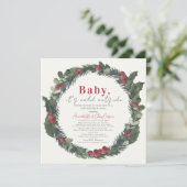 Invitation Baby It's Cold Holiday Wreath Baby shower par cour (Debout devant)