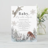 Invitation Baby It's Cold Outside Animals Baby shower par cou (Debout devant)