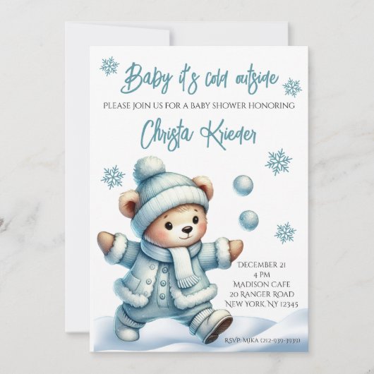 Invitation "Baby It's Cold Outside" Baby shower d'hiver Invit (Devant)