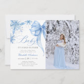 Invitation Baby It's Cold Outside Bow Baby shower Photo (Devant)