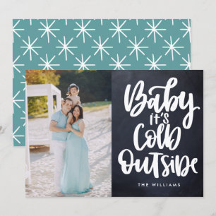 Invitation Baby It's Cold Outside Chalkboard vacances photo