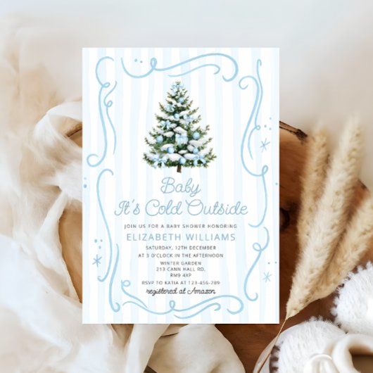 Invitation Baby it's Cold Outside Christmas Blue Baby Shower