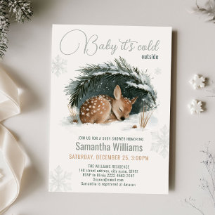 Invitation Baby It's Cold Outside Fête de Bébé Cerf d'Hiver