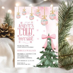 Invitation Baby It's Cold Outside Fête Prénatale Rose Hiver