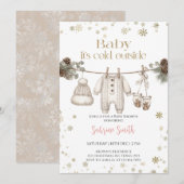 Invitation Baby it's cold outside gender neutral Baby Shower  (Devant / Derrière)