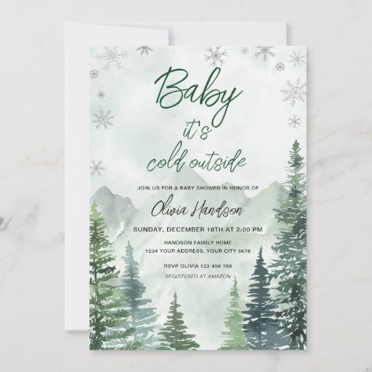 Invitation Baby its cold outside Gender neutral baby shower (Devant)