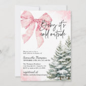 Invitation Baby It's Cold Outside Pink Bow Winter Shower (Devant)