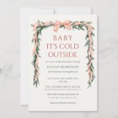 Invitation Baby It's Cold Outside Red Bow Baby Shower (Devant)