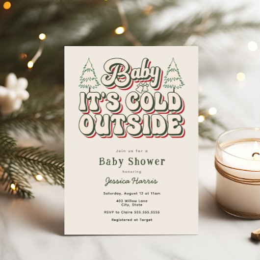 Invitation Baby It's Cold Outside Retro Winter Baby Shower
