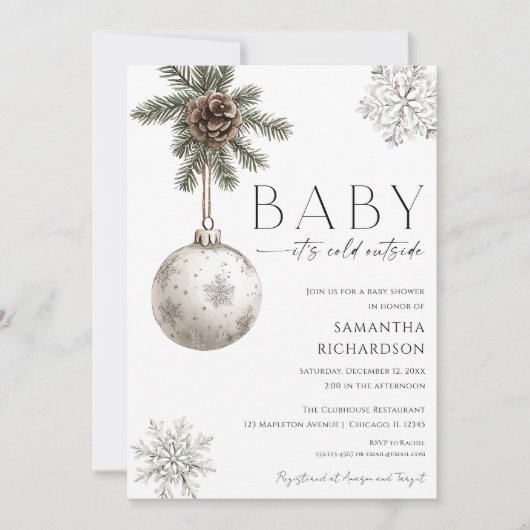 Invitation Baby it's cold outside rustic boho baby shower (Devant)