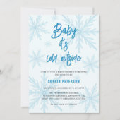 Invitation Baby Its Cold Outside Snowflakes Boy Baby Shower (Devant)