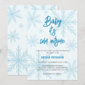 Invitation Baby Its Cold Outside Snowflakes Boy Baby Shower (Devant / Derrière)