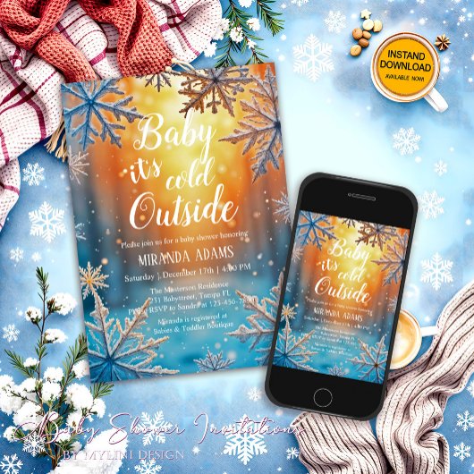 Invitation Baby Its Cold Outside Snowy Winter Baby Shower