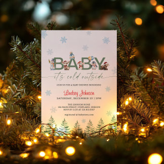 Invitation Baby It's Cold Outside Winter Animal Baby Shower