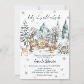 Invitation Baby It's Cold Outside Winter animals Baby Shower (Devant)