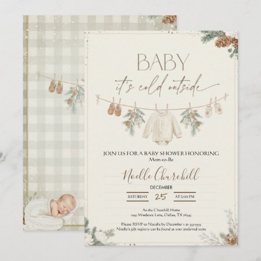 Invitation Baby It's Cold Outside Winter Baby Shower  (Devant / Derrière)
