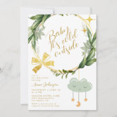 Invitation Baby Its Cold Outside Winter Botanical Baby Shower (Devant)