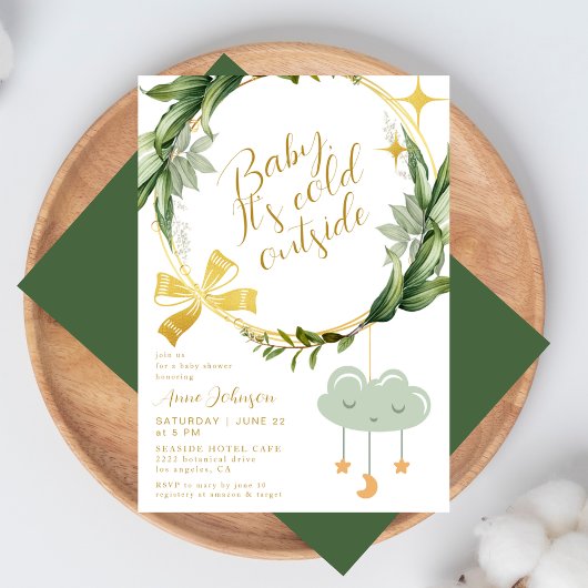 Invitation Baby Its Cold Outside Winter Botanical Baby Shower