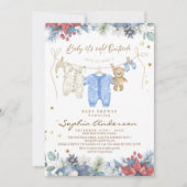 Invitation Baby Its Cold Outside Winter Boy Baby Shower (Devant)