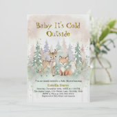 Invitation Baby It's Cold Outside Winter Woodland Baby Shower (Debout devant)