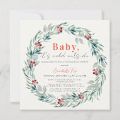 Invitation Baby It's Cold Outside Wreath Baby shower virtuel (Devant)