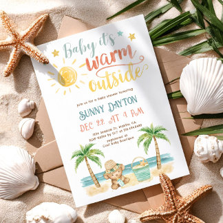 Invitation Baby it's Warm Outside Tropical Beach Baby Shower
