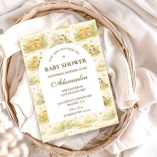 Invitation Baby Jungle Animals Baby Shower