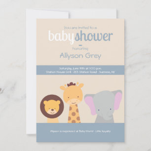 Invitation Baby Jungle Animaux