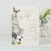 Invitation Baby Jungle Animaux C'est un Baby shower garçon (Debout devant)