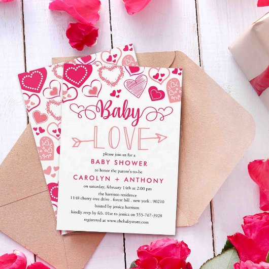 Invitation "Baby Love" Baby shower de la Saint Valentin