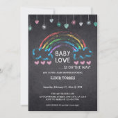 Invitation Baby Love Chalkboard Coeurs et Baby shower arc-en- (Devant)