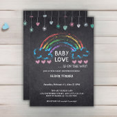 Invitation Baby Love Chalkboard Coeurs et Baby shower arc-en-