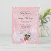 Invitation Baby Mermaid African American Pink Shell Pearls (Debout devant)