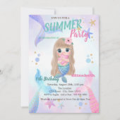 Invitation Baby Mermaid Balances Seastars Anniversaire (Devant)